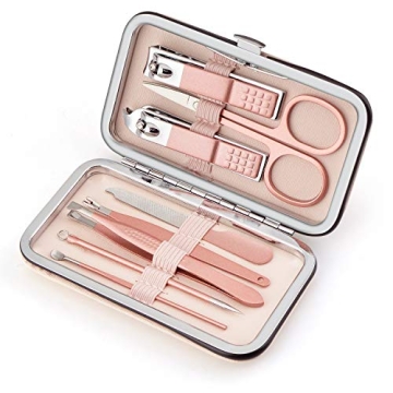 Stainless Steel Manicure Pedicure Kit with Leather Case