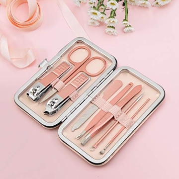 Stainless Steel Manicure Pedicure Kit with Leather Case