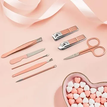 Stainless Steel Manicure Pedicure Kit with Leather Case