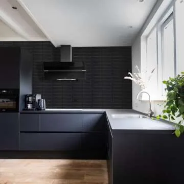 Stylish Matte Black Peel and Stick Backsplash Tiles
