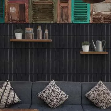 Stylish Matte Black Peel and Stick Backsplash Tiles