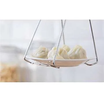 OLIREXD Universal Kitchen Stainless Steel Plate Lifter, Folding Hot Dish Plate Bowl Clip Plate Retriever Tongs