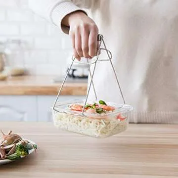 OLIREXD Universal Kitchen Stainless Steel Plate Lifter, Folding Hot Dish Plate Bowl Clip Plate Retriever Tongs