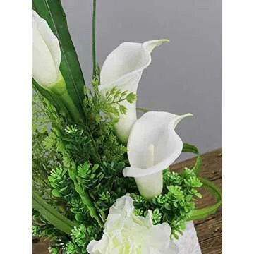 Luyue 20 Pcs White Fake Calla Lily Artificial Flowers Bridal Wedding Bouquet Latex Real Touch Flower Home Kitchen Office Decor-Pure White