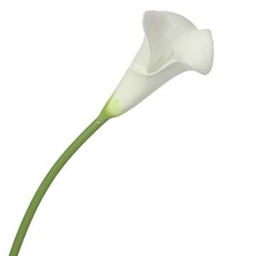 Luyue 20 Pcs White Fake Calla Lily Artificial Flowers Bridal Wedding Bouquet Latex Real Touch Flower Home Kitchen Office Decor-Pure White