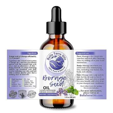 Bella Terra Oils - Organic Borage Seed Oil 2oz - Dive into a World of Omega-6 & Essential Minerals, ...