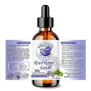 Bella Terra Oils - Organic Borage Seed Oil 2oz - Dive into a World of Omega-6 & Essential Minerals, ...