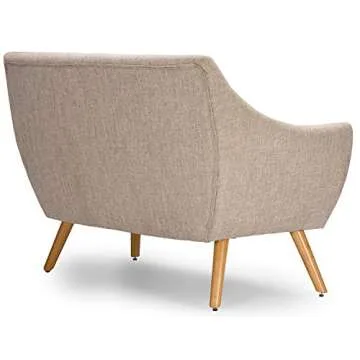 Baxton Studio Audra Mid-Century Off-White Fabric Loveseat, Sofa Only