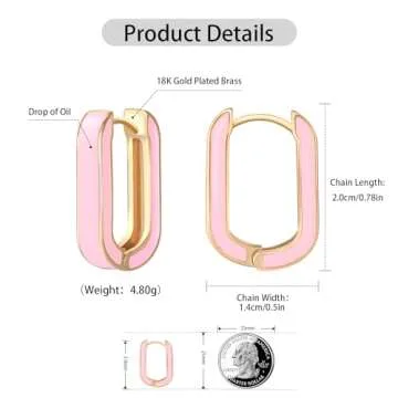 Huggie Hoop Earrings for Women, 18K Gold Plated Colorful Enamel Huggie Earrings Small Hypoallergenic...