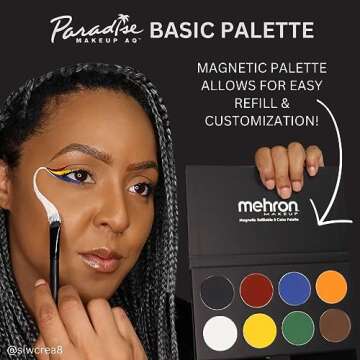 Mehron Makeup Paradise Makeup AQ 8 Color Basic Palette | Magnetic Refillable Body Paint & Face Paint Palette | Professional & Water Activated | Costumes, SFX, Halloween, & Cosplay