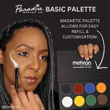Mehron Makeup Paradise Makeup AQ 8 Color Basic Palette | Magnetic Refillable Body Paint & Face Paint Palette | Professional & Water Activated | Costumes, SFX, Halloween, & Cosplay