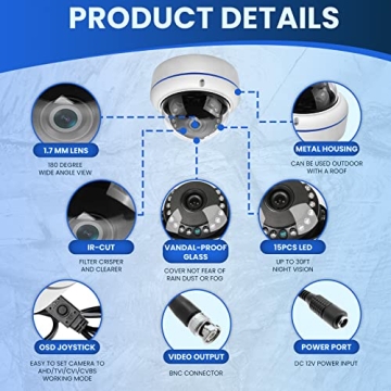 DCSEC 1080P 2MP Fisheye 180 Degree Security Camera
