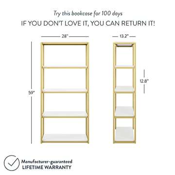 Nathan James Oscar 5-Shelf Modern Bookcase with Metal Frame