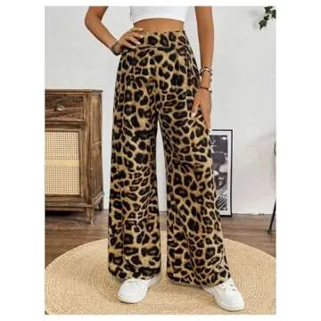 Stylish Leopard Print Wide Leg Pants for Women