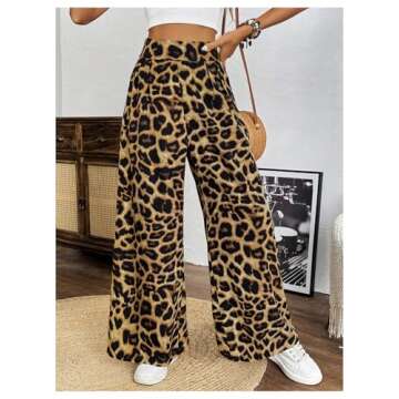 Stylish Leopard Print Wide Leg Pants for Women