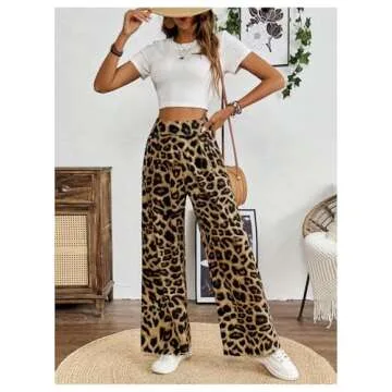 Stylish Leopard Print Wide Leg Pants for Women