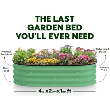 Galvanized Raised Garden Bed 4×2×1 ft Durable Planter Outdoor