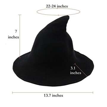 LVSU Halloween Witch Hat for Women Wool Hats Foldable Pointed Cap for Halloween Party Costume Accessory Blue