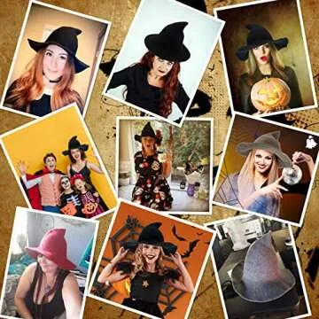 LVSU Halloween Witch Hat for Women Wool Hats Foldable Pointed Cap for Halloween Party Costume Accessory Blue