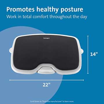 Kensington Foot Rest For Under Desk At Work, Smartfit Comfort Memory Foam Angle and Height Adjustabl...