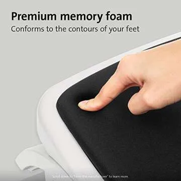 Kensington Foot Rest For Under Desk At Work, Smartfit Comfort Memory Foam Angle and Height Adjustable Footrest, Non-Skid Foot Stool For Under Office Desk, White/Black K56144USF