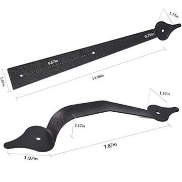 Garage Carriage Door Hinges Iron Decorative Garage Handles Hardware Kit (4Hinges + 2 Handles)