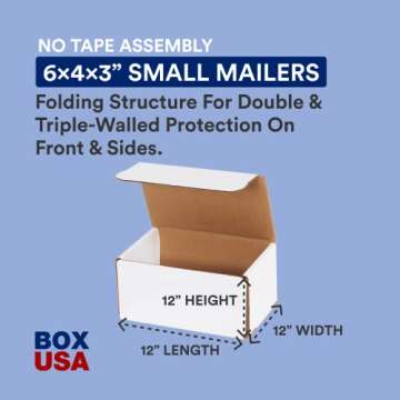 BOX USA Shipping Boxes Small 6"L x 4"W x 3"H, 50-Pack | Corrugated Cardboard Box for Packing, Moving...
