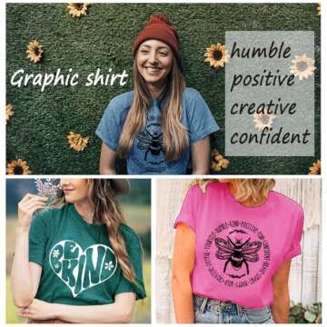 Be Kind Women's T-Shirt - Novelty Graphic Bee Tee