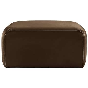 Meridian Furniture 103Brown-Ott Arc Collection Modern | Contemporary Ottoman with Soft Brown Velvet, Deep Channel Tufting, Modular for Limitless Configurations, 31" W x 31" D x 17" H, Brown