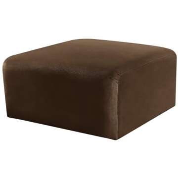 Meridian Furniture 103Brown-Ott Arc Collection Modern | Contemporary Ottoman with Soft Brown Velvet, Deep Channel Tufting, Modular for Limitless Configurations, 31" W x 31" D x 17" H, Brown