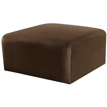 Meridian Furniture 103Brown-Ott Arc Collection Modern | Contemporary Ottoman with Soft Brown Velvet, Deep Channel Tufting, Modular for Limitless Configurations, 31" W x 31" D x 17" H, Brown