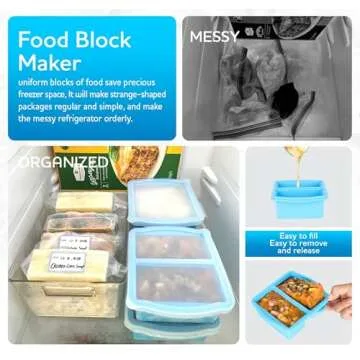 ZIP STANDING Silicone Freezer Trays with Lids, Set of 4 - with 1cup and 2 cup Silicone Freezer Molds for freezing soups, sauces and individual microwave safe