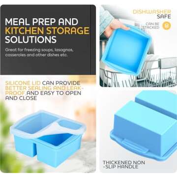 ZIP STANDING Silicone Freezer Trays with Lids, Set of 4 - with 1cup and 2 cup Silicone Freezer Molds for freezing soups, sauces and individual microwave safe