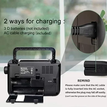 Portable Retekess TR604 AM FM Radio - Battery and Wall