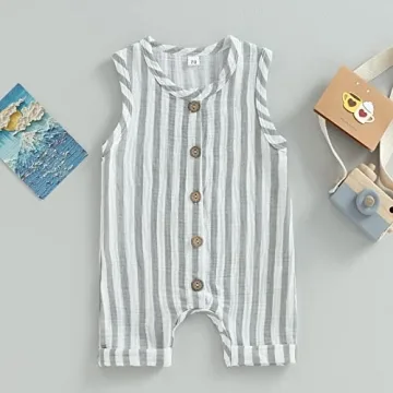 Cooling Infant Cotton Linen Jumpsuit for Boys and Girls