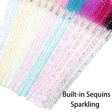 SenRocc 300pcs Eyelash Extension Disposable Eyebrow Brush Mascara Wand Applicator Spoolers Micro Glitter Eye Lashes Cosmetic Brushes Set Makeup Tools（MIX）