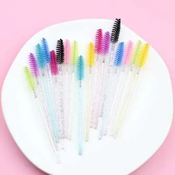 SenRocc 300pcs Eyelash Extension Disposable Eyebrow Brush Mascara Wand Applicator Spoolers Micro Glitter Eye Lashes Cosmetic Brushes Set Makeup Tools（MIX）