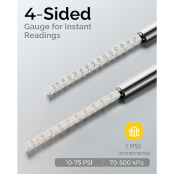 Pencil Tire Pressure Gauge 2 Pack - Premium Stainless Steel with Valve Caps