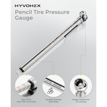 Pencil Tire Pressure Gauge with Deflator, 2 Pack