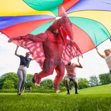 MXoSUM Dinosaur Inflatable Costume Adult Dino Pterodactyl Costume Suit Blow up dinosaur Costume for ...