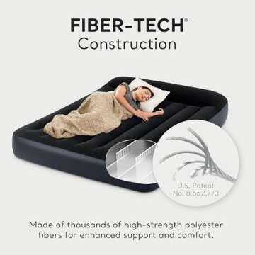 Intex 64147ED Dura-Beam Standard Pillow Rest Air Mattress: Fiber-Tech – Full Size – Built-in Electric Pump – 10in Bed Height – 600lb Weight Capacity