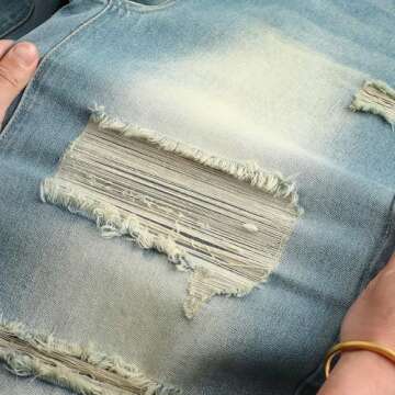 THUNDER STAR Womens High Waisted Wide Leg Jeans Stretchy Distressed Denim Pants A Blue XL