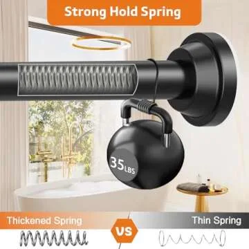 Haryaers Matte Black Shower Curtain Rod, 40-76 Inches No Drilling Adjustable Tension Curtain Rods fo...