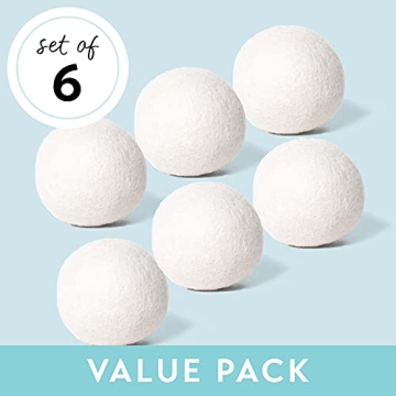 Wool Dryer Balls 6-Pack XL Size Natural Fabric Softener