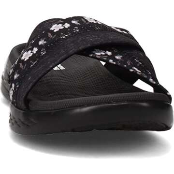 Skechers Women's On The Go 600 - Blooms Flip-Flop, Black/Grey, 9 M US