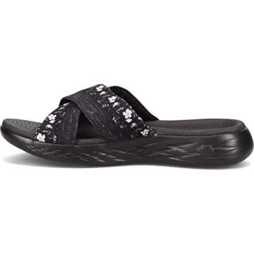 Skechers Women's On The Go 600 - Blooms Flip-Flop, Black/Grey, 9 M US