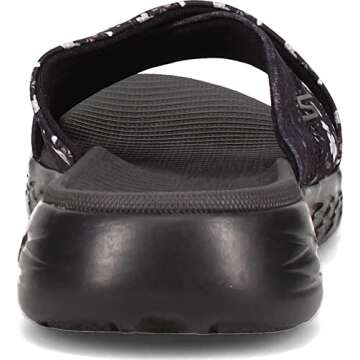 Skechers Women's On The Go 600 - Blooms Flip-Flop, Black/Grey, 9 M US