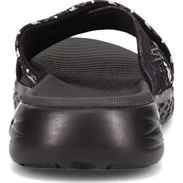 Skechers Women's On The Go 600 - Blooms Flip-Flop, Black/Grey, 9 M US
