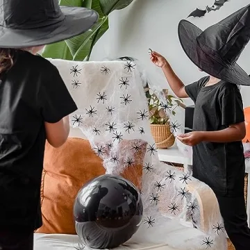 Halloween Spider Web Decorations with Fake Spiders