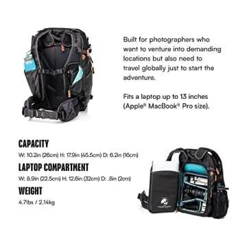 Shimoda Explore V2 25 Water Resistant Camera Backpack - Fits DSLR, Mirrorless Cameras, Batteries & Lenses - Small Mirrorless Core Unit Modular Camera Insert Included - Black (520-152)